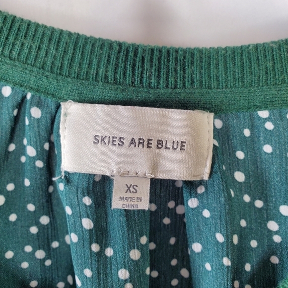 Anthro Skies are Blue Green V-Neck Sweater Blouse Size XS. - Picture 3 of 6